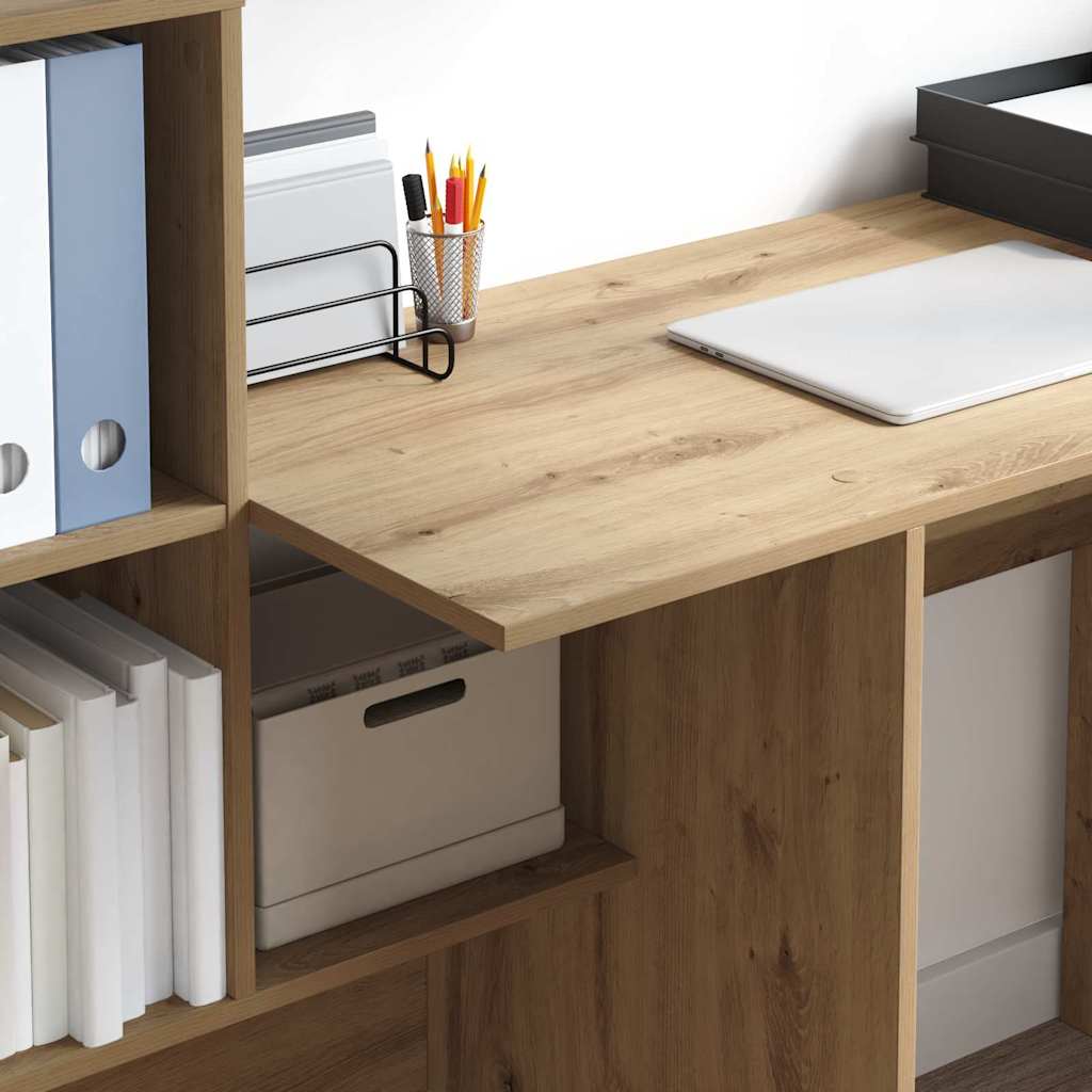 Schreibtisch mit Regal Eiche handwerklich 131,5 x 50 x 106,5 cm