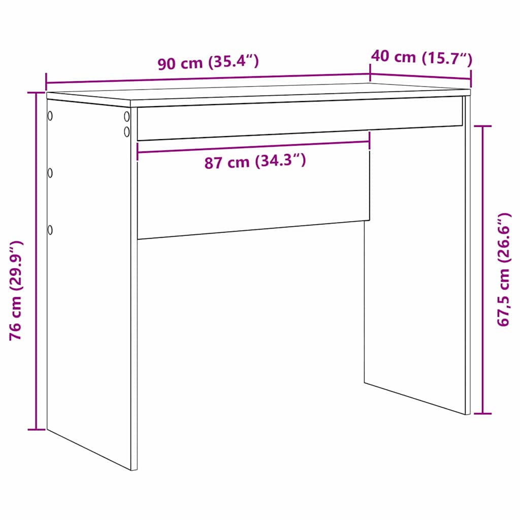 Schreibtisch Geräucherte Eiche 90 x 40 x 76 cm