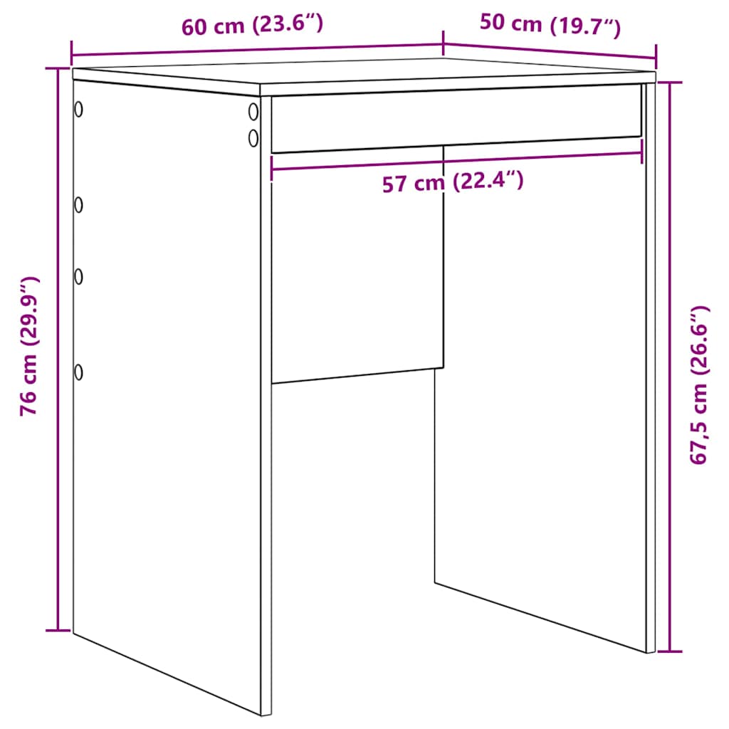 Schreibtisch Artisan-Eiche 60 x 50 x 76 cm