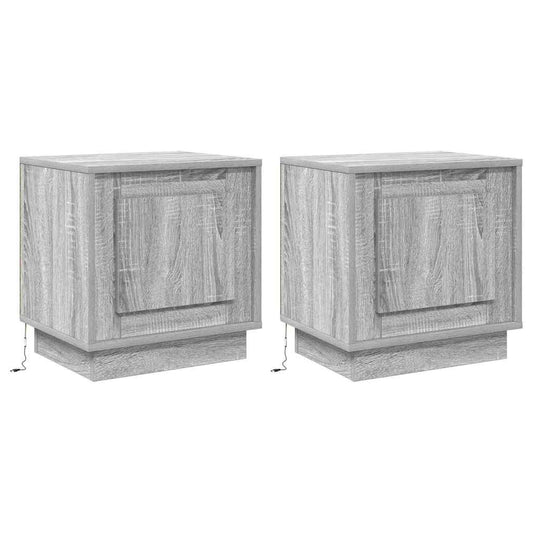 Nachttisch mit 2 pcs Grau 44 x 34.5 x 45 cm Holzwerkstoff