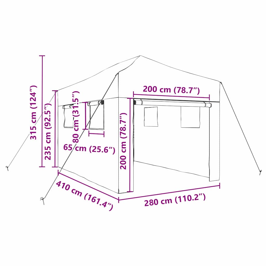 Gewächshaus mit Dach Grün 280 x 410 x 315 cm Stahl