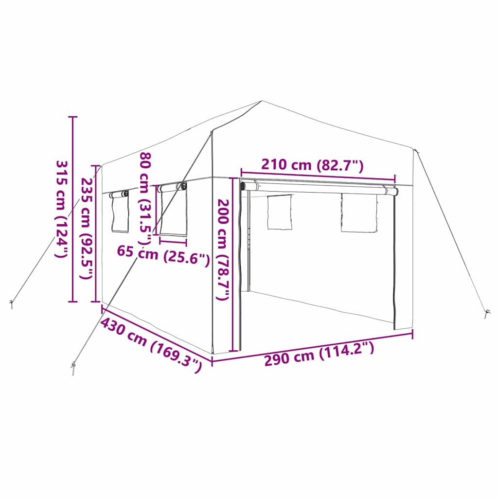 Gewächshaus mit Dach Grün 290 x 430 x 315 cm Stahl