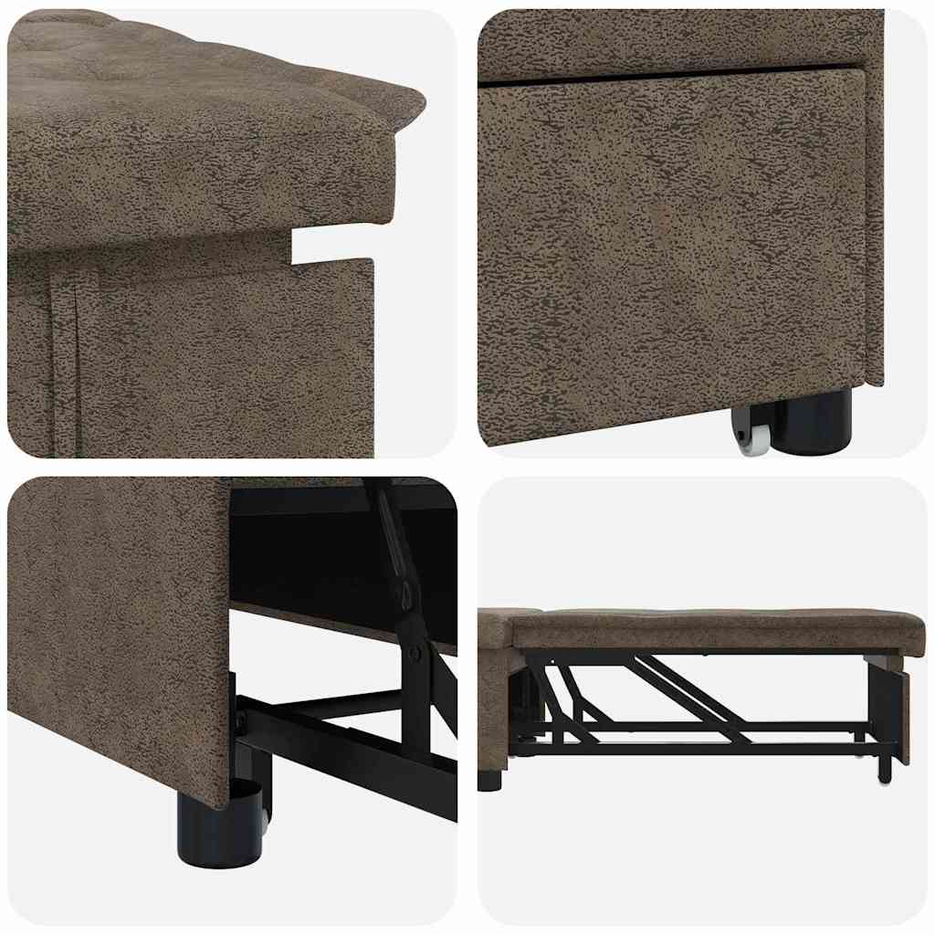 Schlafsofa Dunkelgrau 67 x 194 x 38 cm Faux Wildleder