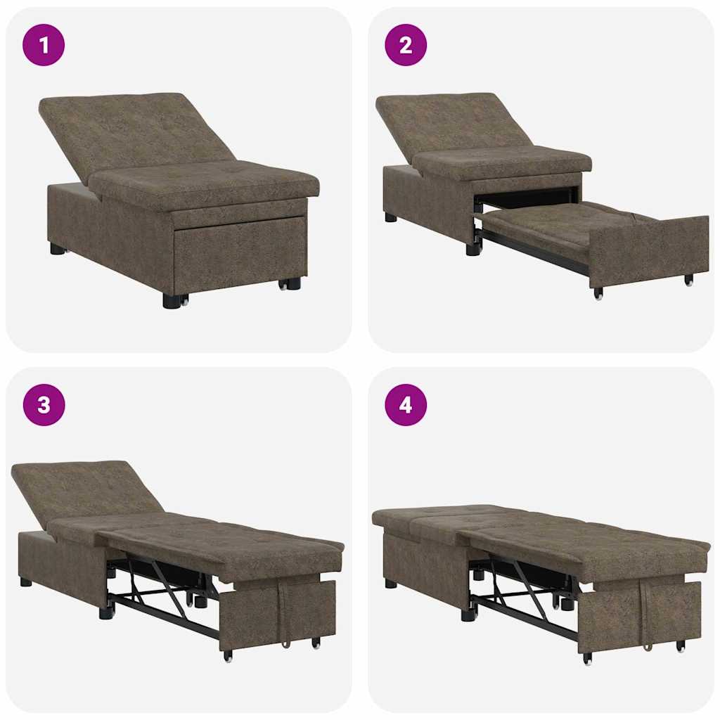 Schlafsofa Dunkelgrau 67 x 194 x 38 cm Faux Wildleder