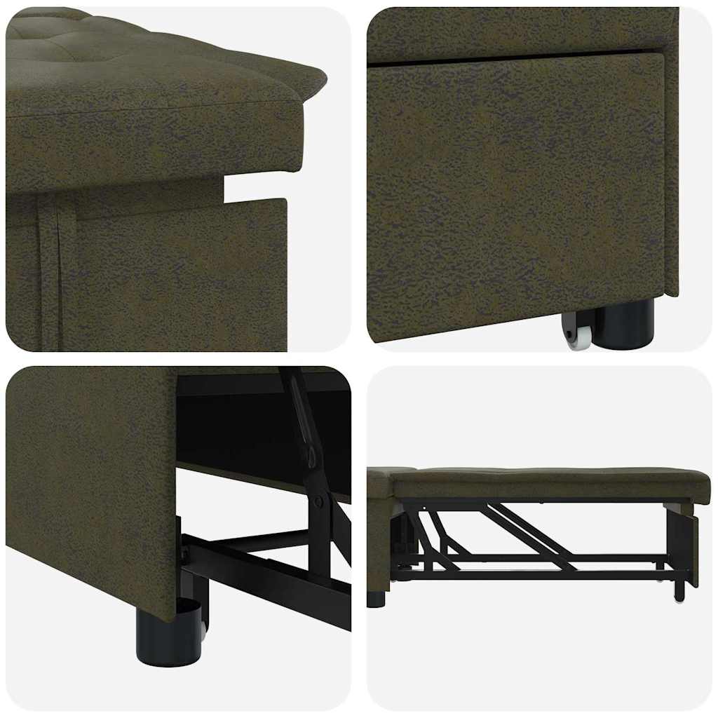 Schlafsofa Armeegrün 67 x 194 x 38 cm Faux Wildleder