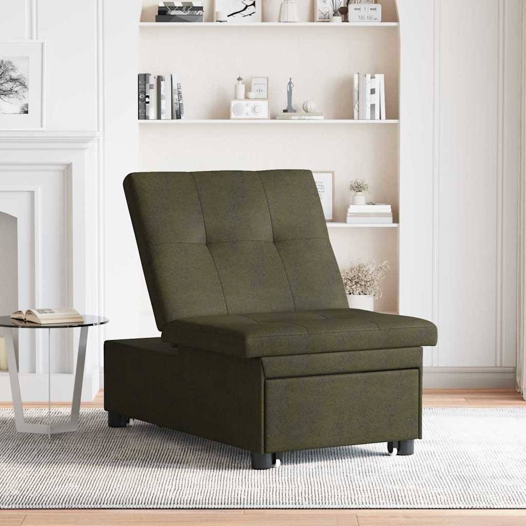 Schlafsofa Armeegrün 67 x 194 x 38 cm Faux Wildleder
