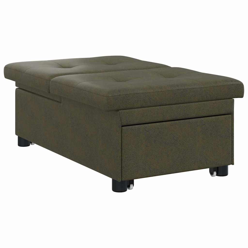 Schlafsofa Armeegrün 67 x 194 x 38 cm Faux Wildleder