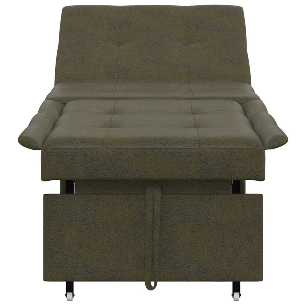 Schlafsofa Armeegrün 67 x 194 x 38 cm Faux Wildleder