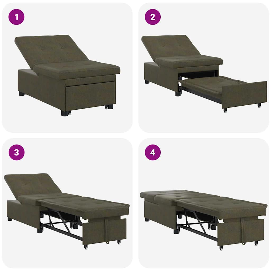 Schlafsofa Armeegrün 67 x 194 x 38 cm Faux Wildleder