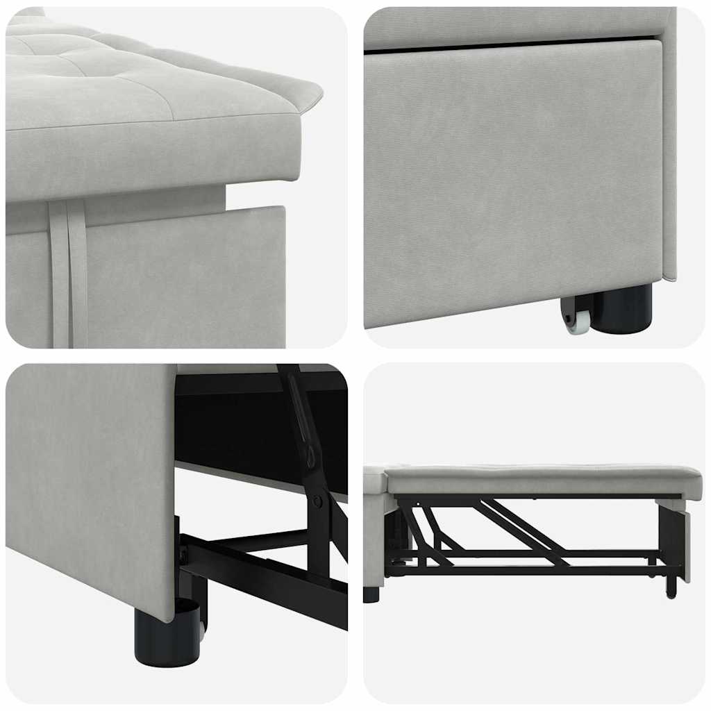 Schlafsofa mit Kissen Hellgrau 67 x 194 x 82 cm Mikrofaserstoff