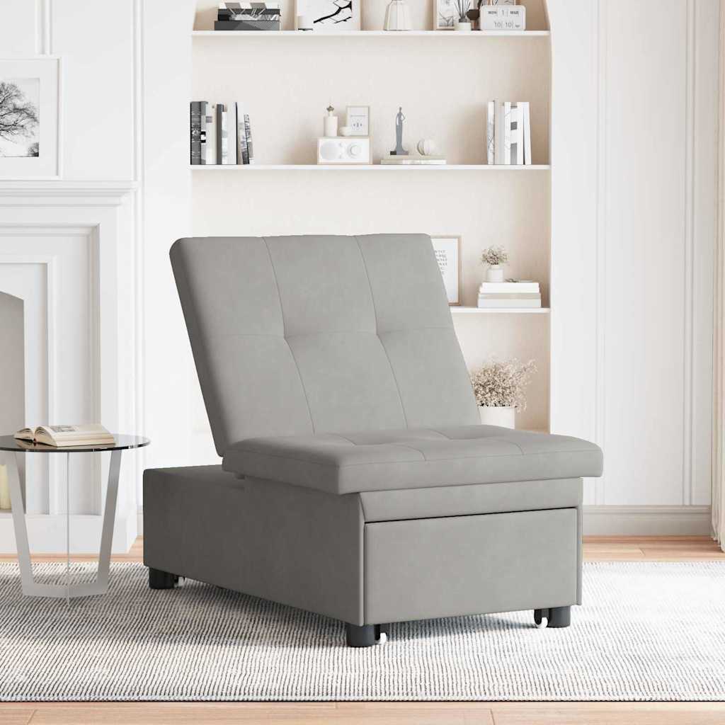 Schlafsofa mit Kissen Hellgrau 67 x 194 x 82 cm Mikrofaserstoff