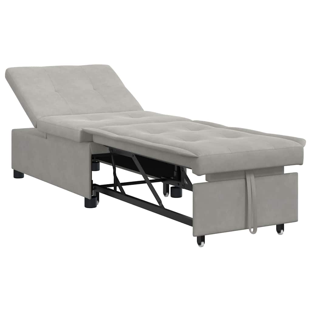Schlafsofa mit Kissen Hellgrau 67 x 194 x 82 cm Mikrofaserstoff
