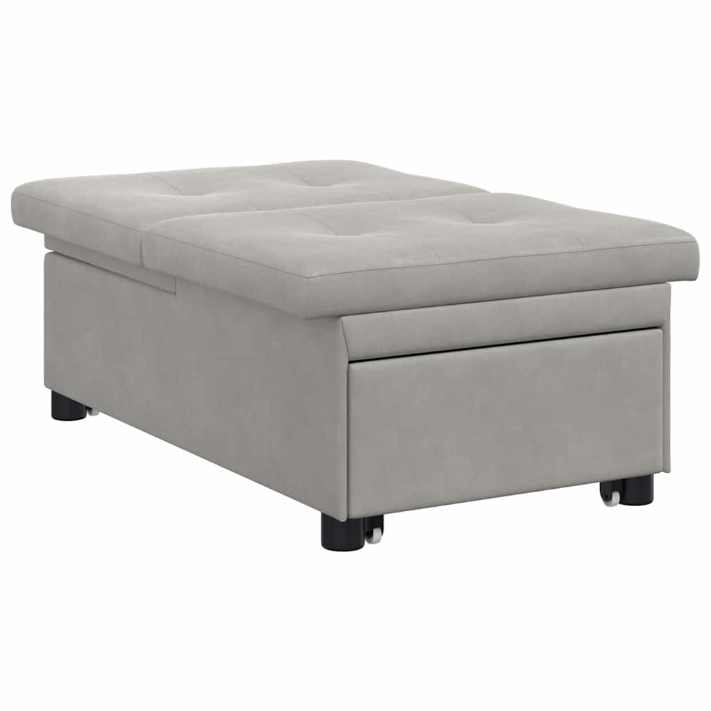 Schlafsofa mit Kissen Hellgrau 67 x 194 x 82 cm Mikrofaserstoff