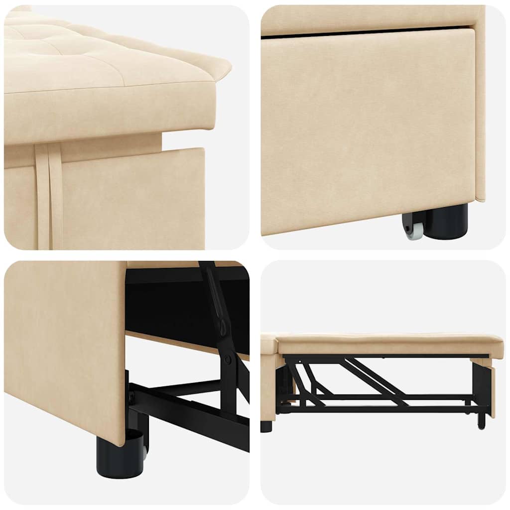 Schlafsofa mit Kissen Creme 67 x 194 x 82 cm Mikrofaserstoff