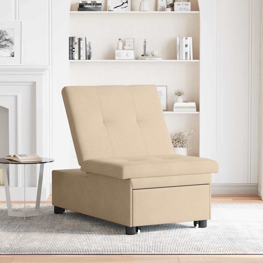 Schlafsofa mit Kissen Creme 67 x 194 x 82 cm Mikrofaserstoff