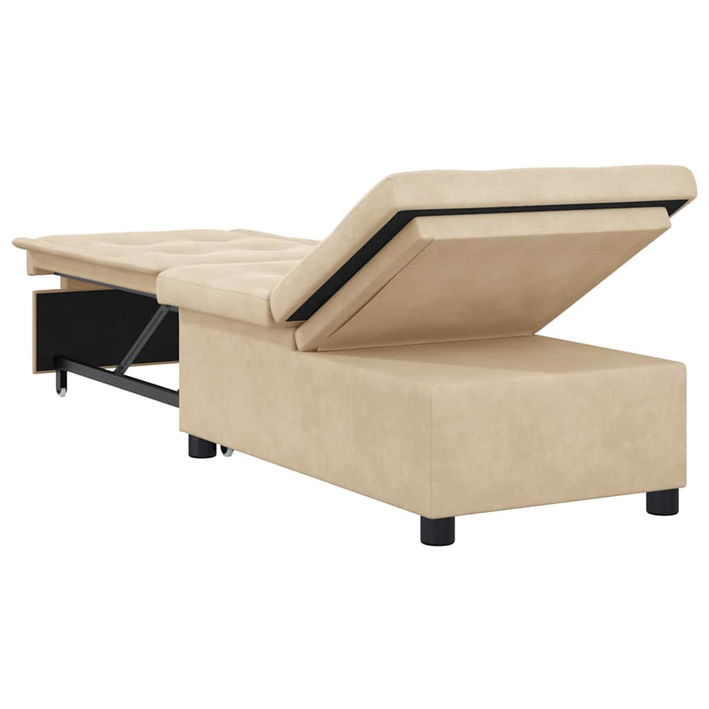 Schlafsofa mit Kissen Creme 67 x 194 x 82 cm Mikrofaserstoff