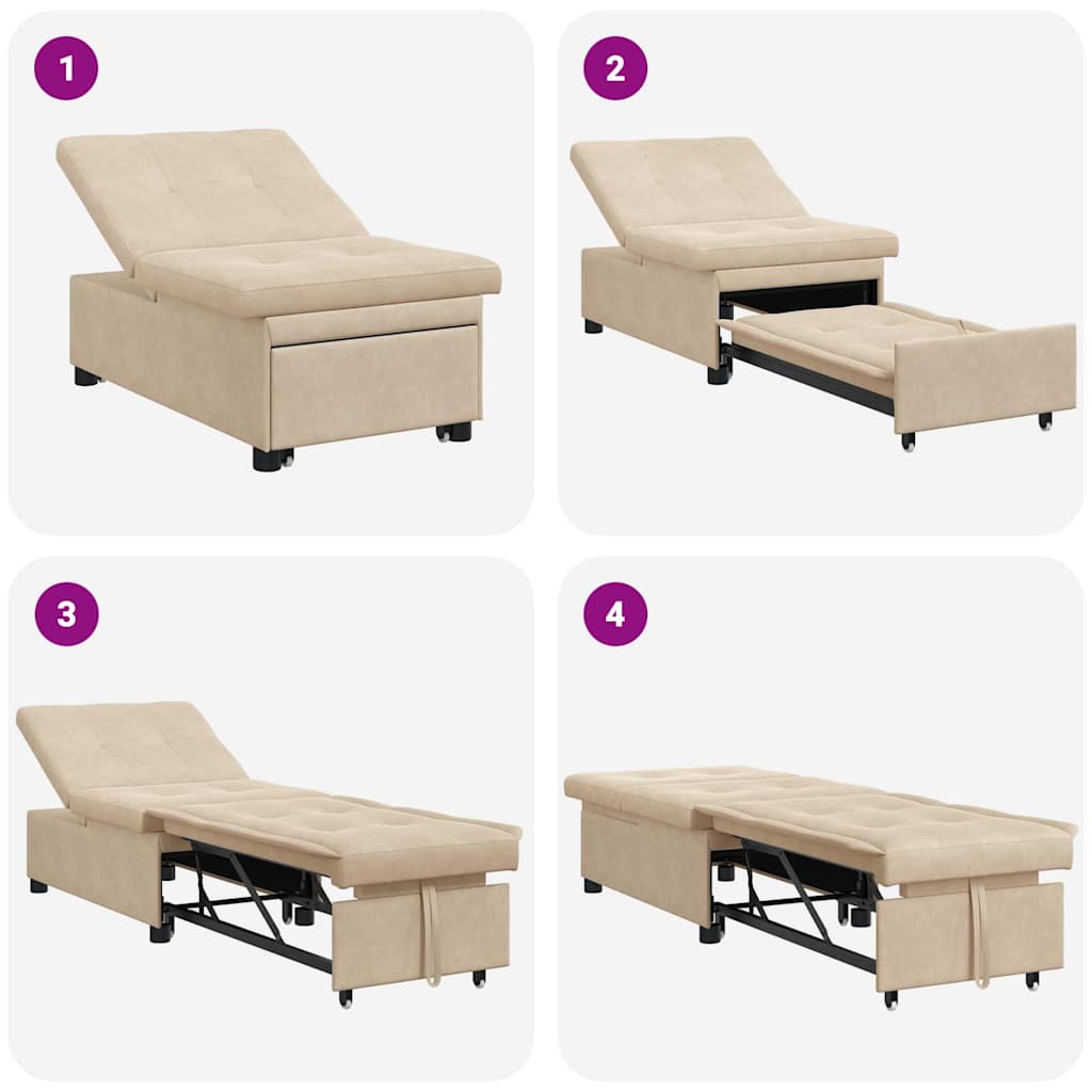 Schlafsofa mit Kissen Creme 67 x 194 x 82 cm Mikrofaserstoff