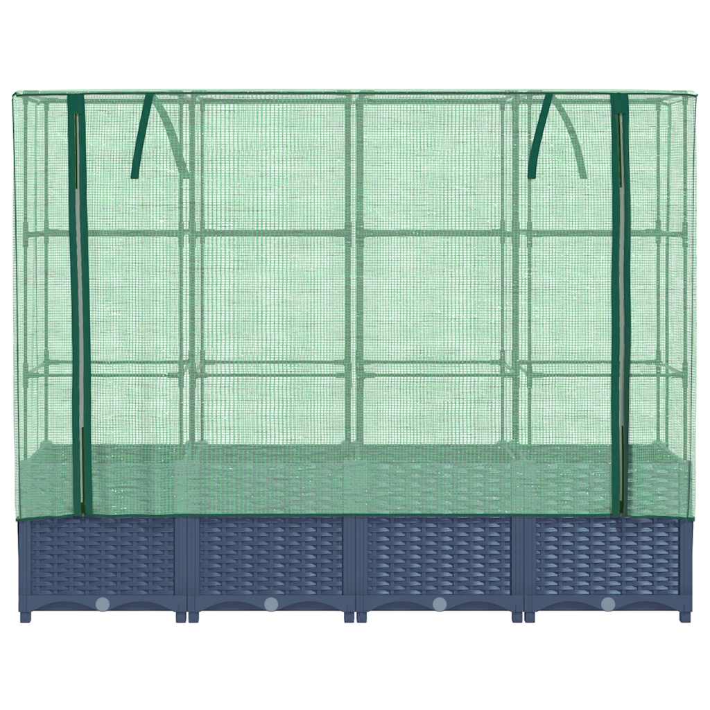 Hochbeet mit Gewächshaus-Aufsatz Rattan-Optik 160x40x138 cm