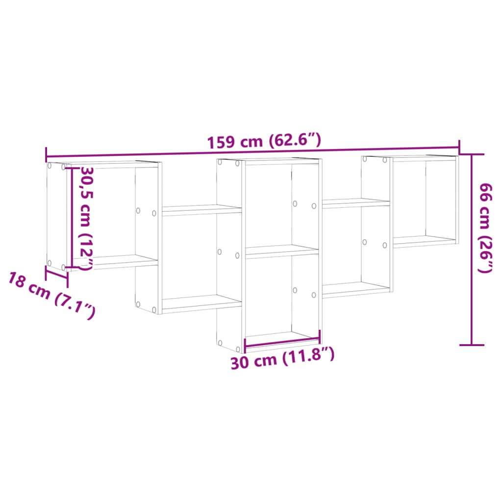 Wandregal Artisan-Eiche 159x18x66 cm Holzwerkstoff