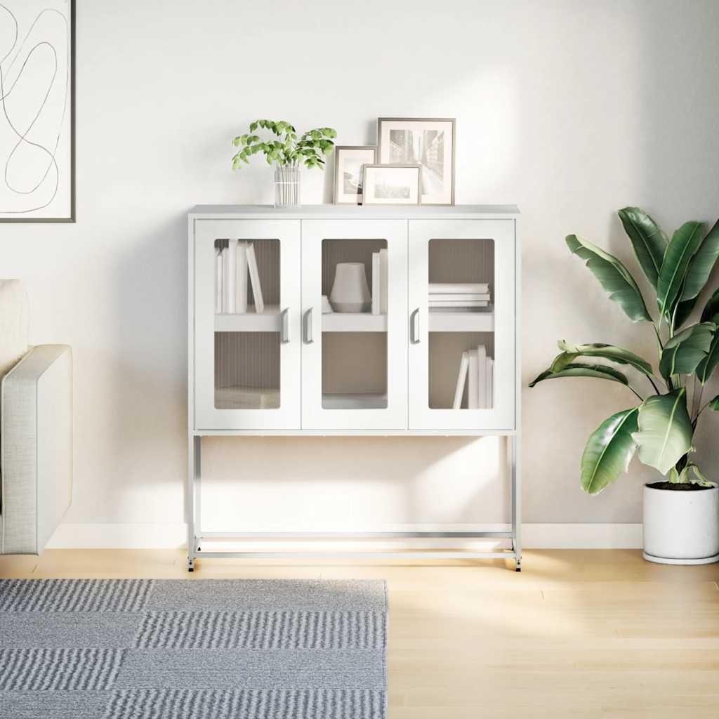 Sideboard Weiß 100,5x39x107 cm Kaltgewalzter Stahl