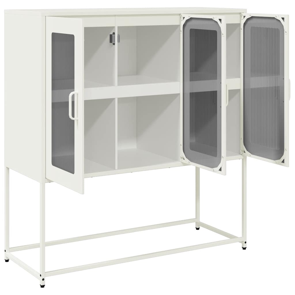 Sideboard Weiß 100,5x39x107 cm Kaltgewalzter Stahl