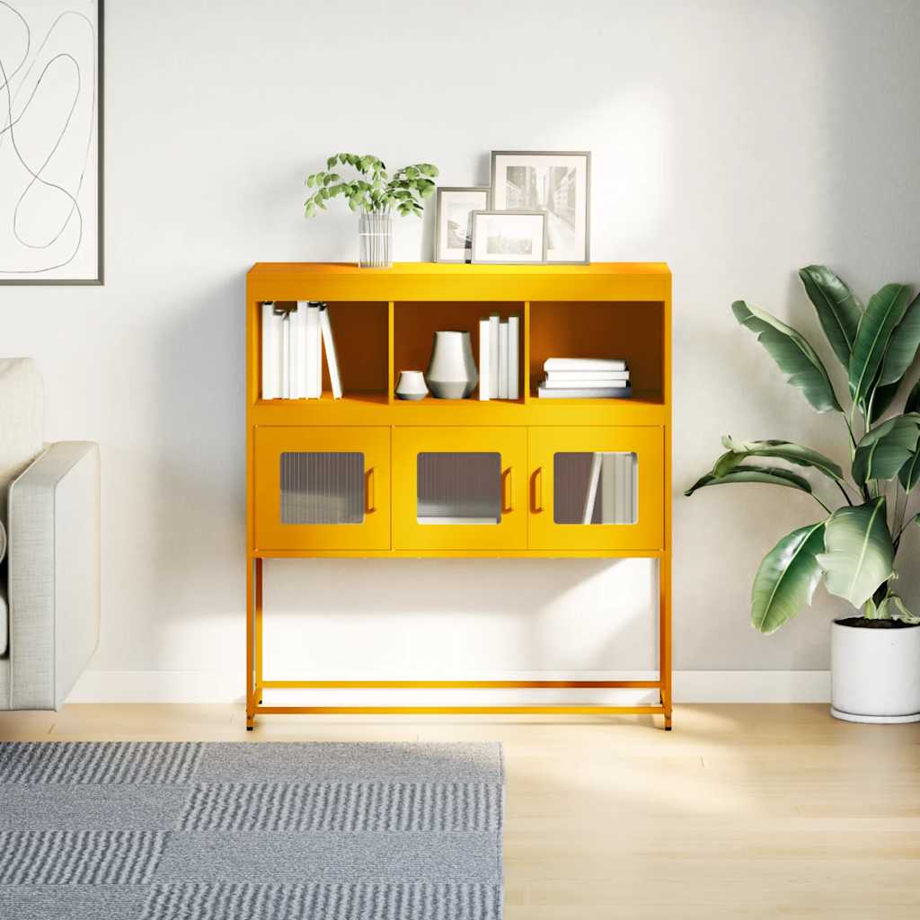 Sideboard Senfgelb 100,5x39x107 cm Kaltgewalzter Stahl