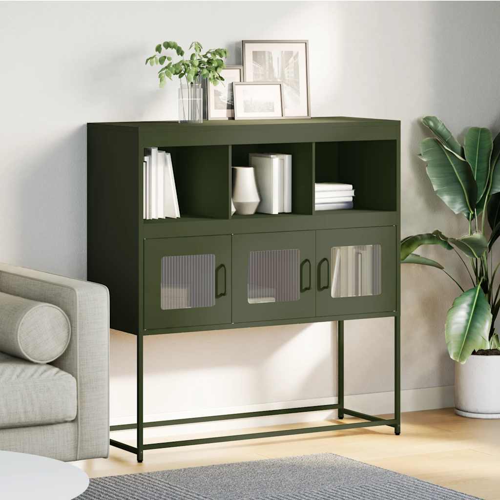 Sideboard Olivgrün 100,5x39x107 cm Kaltgewalzter Stahl