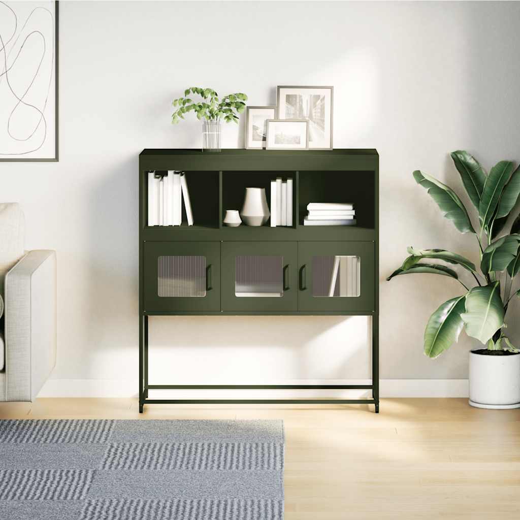 Sideboard Olivgrün 100,5x39x107 cm Kaltgewalzter Stahl