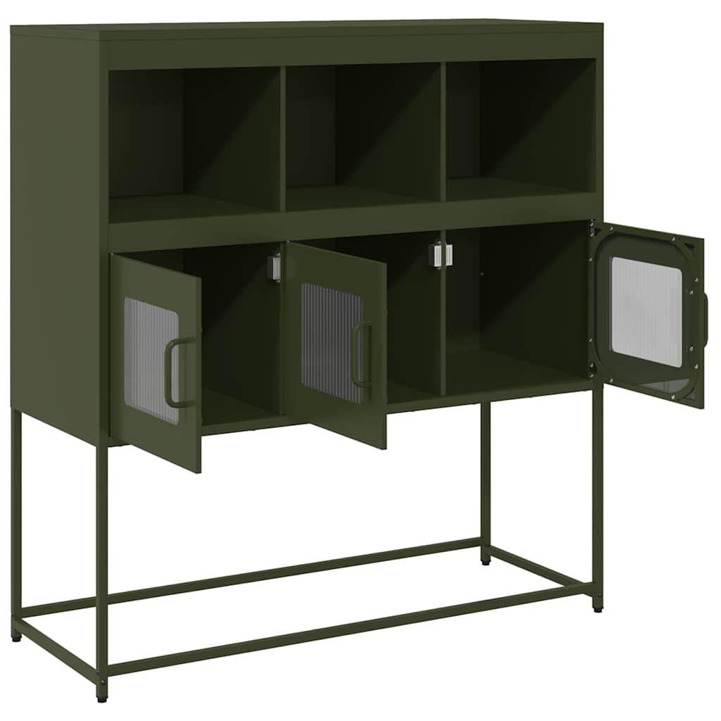Sideboard Olivgrün 100,5x39x107 cm Kaltgewalzter Stahl