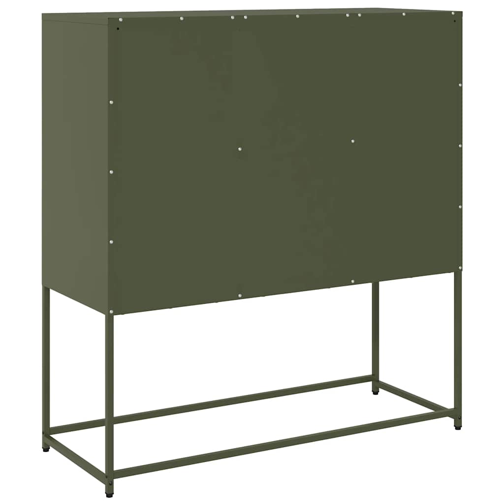 Sideboard Olivgrün 100,5x39x107 cm Kaltgewalzter Stahl