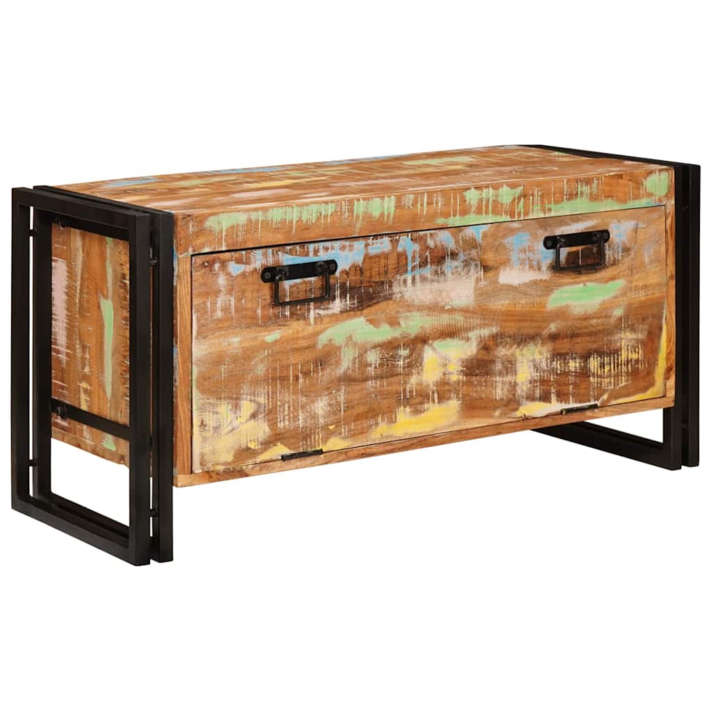 Schuhschrank mit Regal Braun 90 x 38 x 45 cm Massives Altholz