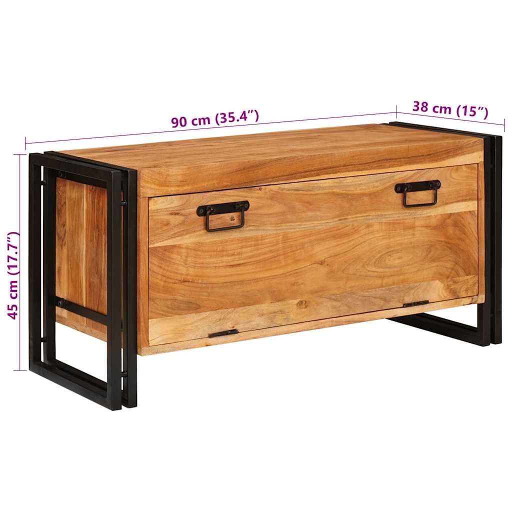 Schuhschrank mit Regal Braun 90 x 38 x 45 cm Massivholz Akazie