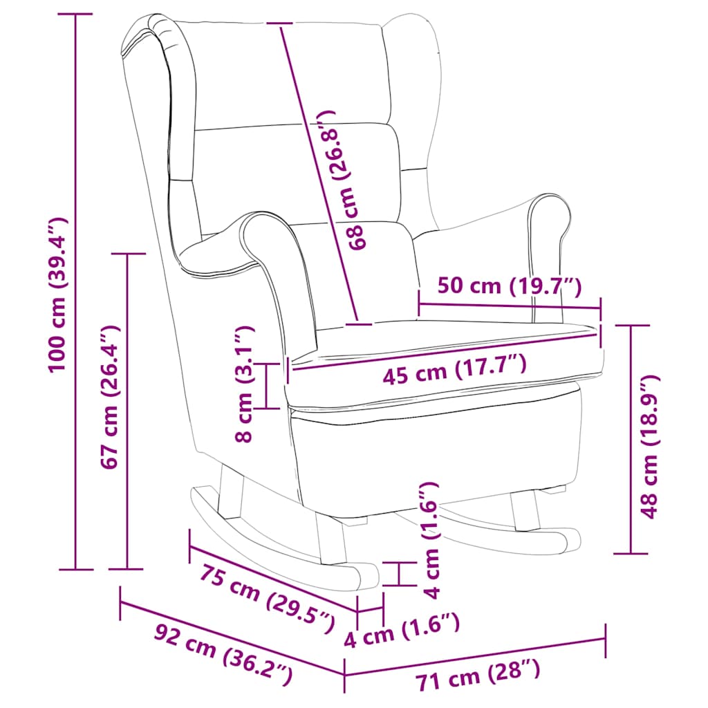 Schaukelsessel Dunkelbraun 74x90x102 cm Stoff