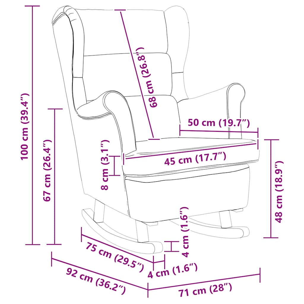 Schaukelsessel Weiß 74x90x102 cm Leinen