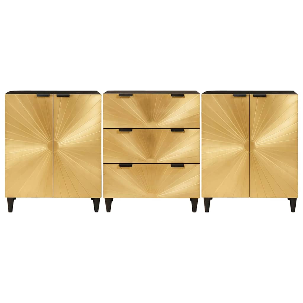 Sideboard 3 pcs Schwarz und Gold 60 x 33 x 75 cm