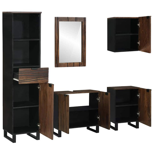 Badezimmermöbel-Set mit Schubladen 5 pcs Weiß Holzwerkstoff