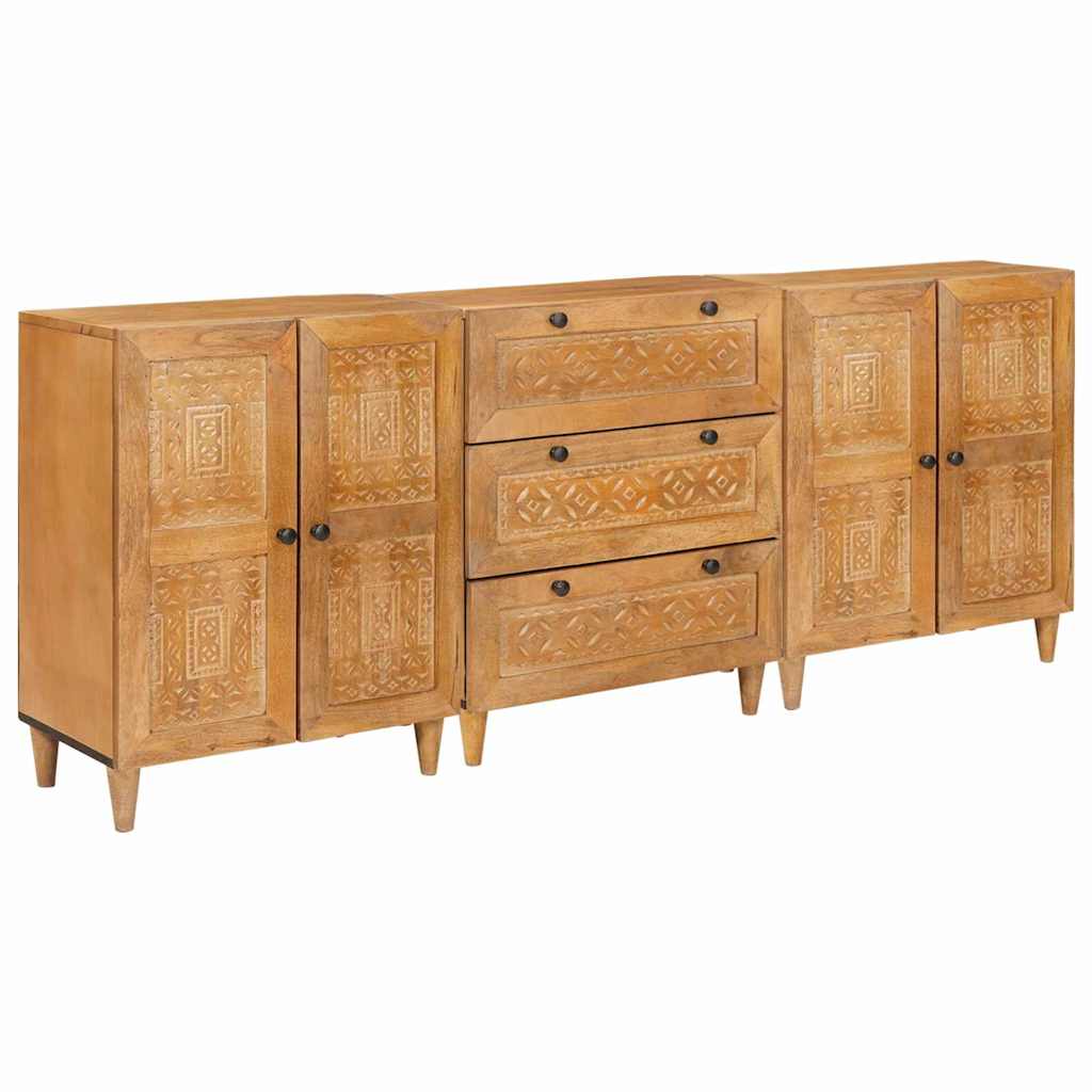 Sideboard 3 pcs Braun 60 x 33 x 75 cm massives Mangoholz