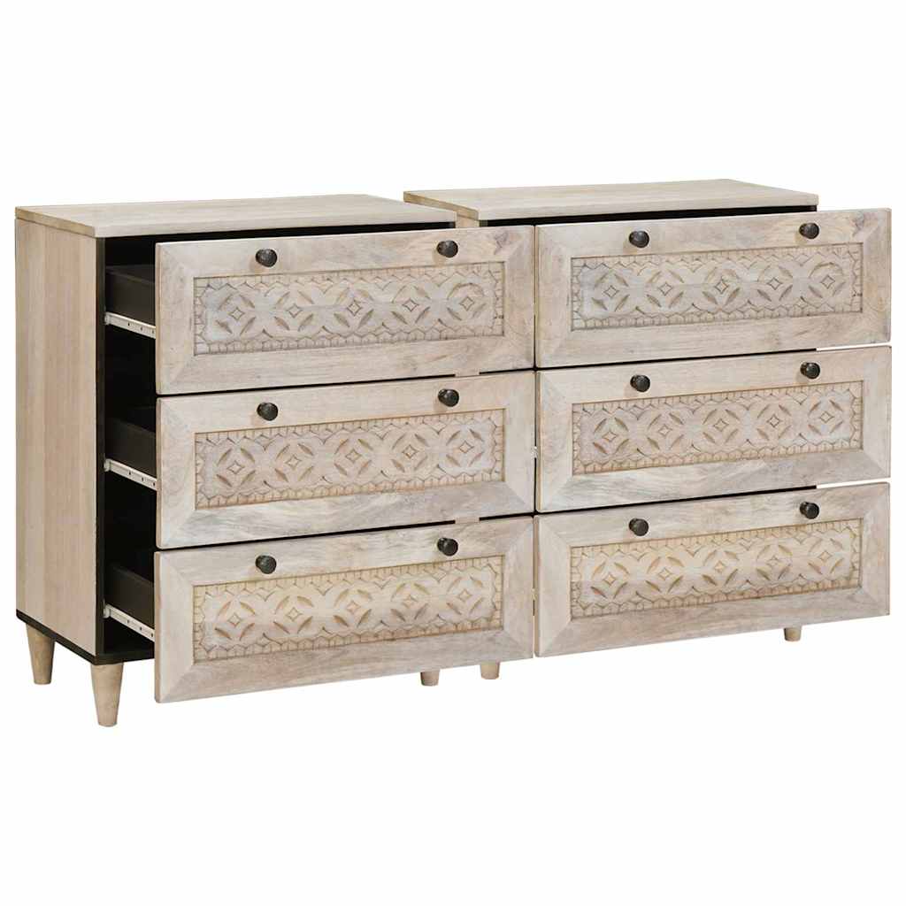 Sideboard 2 pcs Weiß 60 x 33 x 75 cm massives Mangoholz