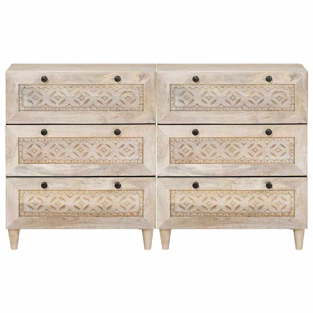 Sideboard 2 pcs Weiß 60 x 33 x 75 cm massives Mangoholz