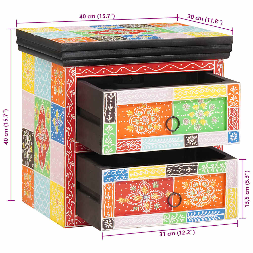 Nachttisch 2 pcs Mehrfarbig 40 x 30 x 40 cm Massivholz Mango