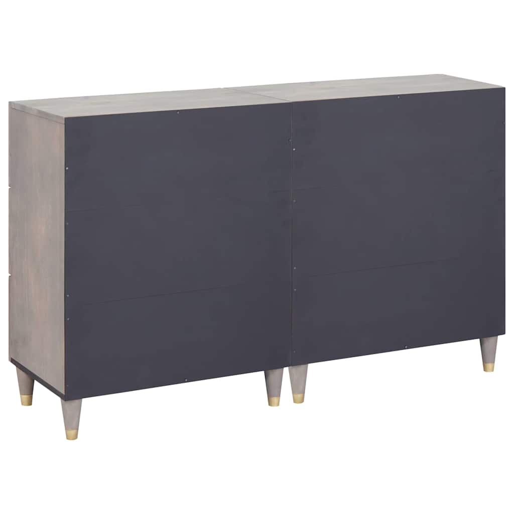 Sideboard 2 pcs Grau 60 x 33.5 x 75 cm Massivholz Mango