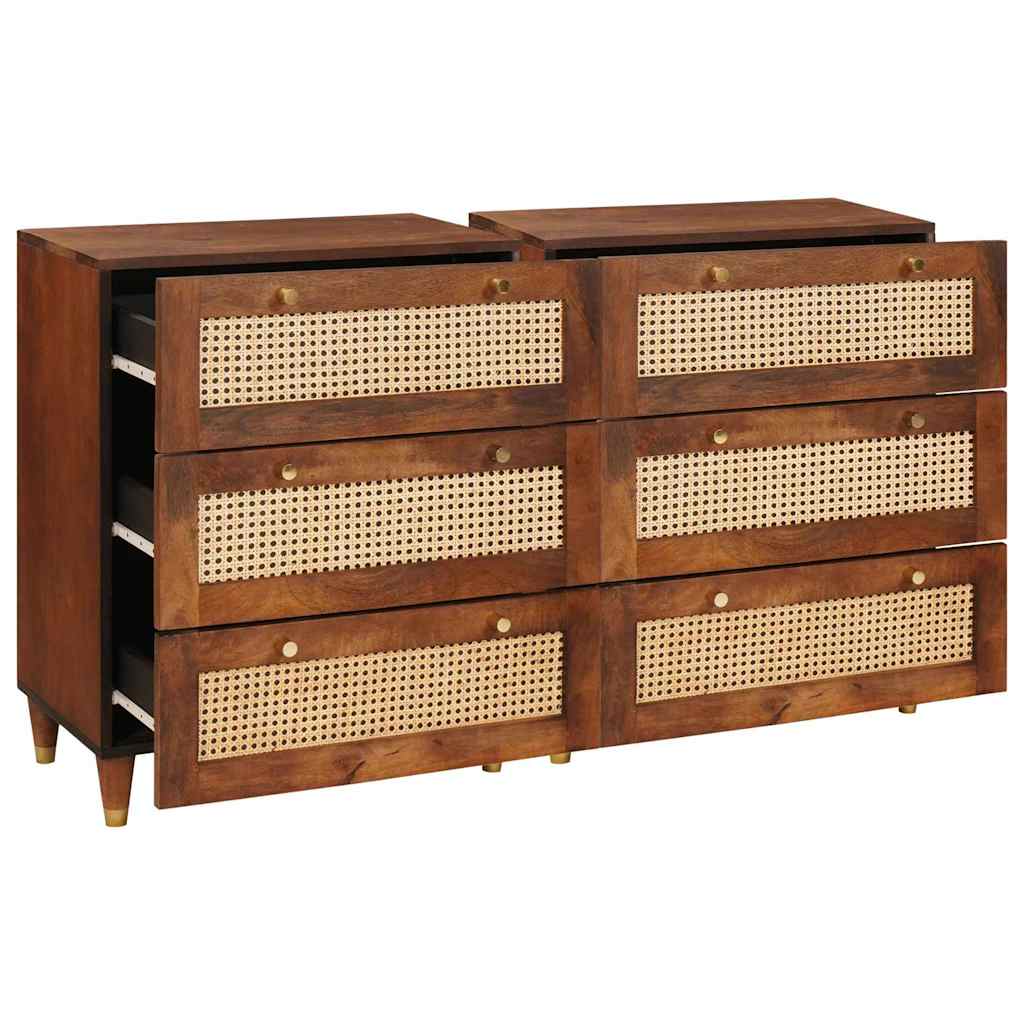 Sideboard-Set 2 pcs Braun 60 x 33.5 x 75 cm Massivholz Mango