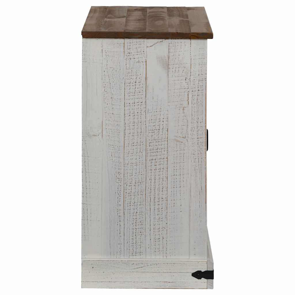 Sideboard HALDEN mit Schiebetür Weiß 80x40x80 cm Massivholz