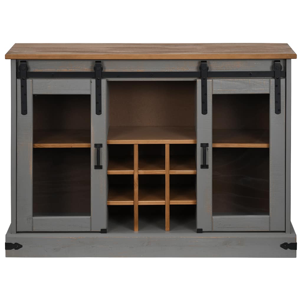 Sideboard HALDEN 2 Schiebetüren Grau 112x40x80 cm Massivholz