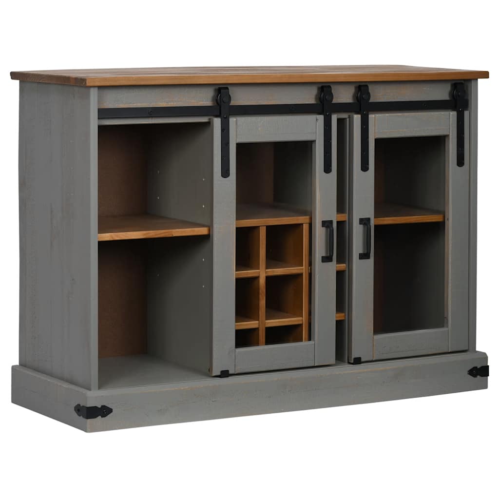 Sideboard HALDEN 2 Schiebetüren Grau 112x40x80 cm Massivholz