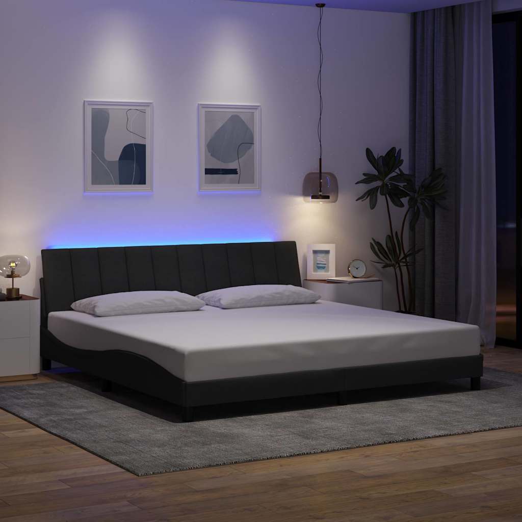 Bettgestell ohne Matratze "Hanko" Dunkelgrau 200x200 cm Stoff