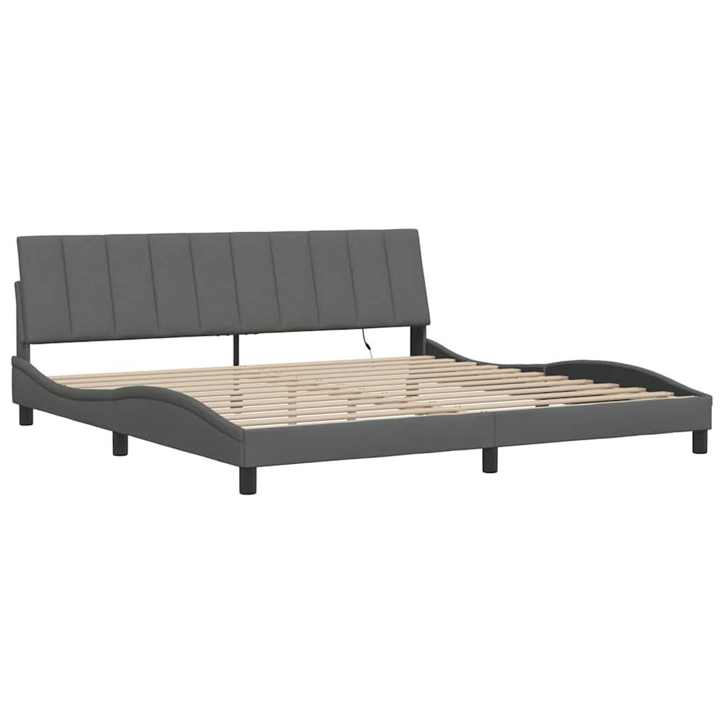 Bettgestell ohne Matratze "Hanko" Dunkelgrau 200x200 cm Stoff