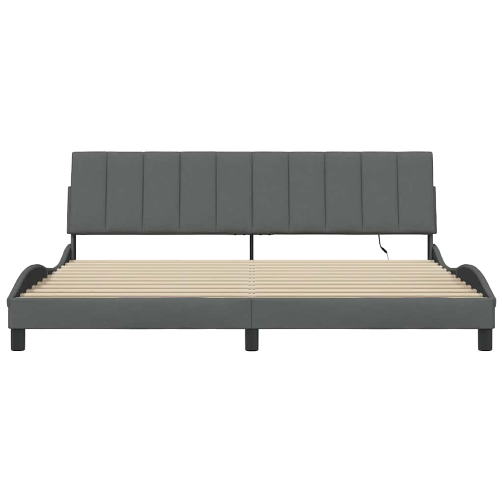 Bettgestell ohne Matratze "Hanko" Dunkelgrau 200x200 cm Stoff