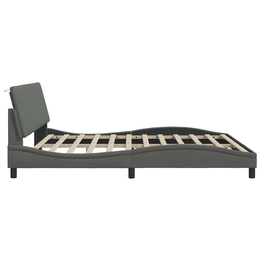 Bettgestell ohne Matratze "Hanko" Dunkelgrau 200x200 cm Stoff