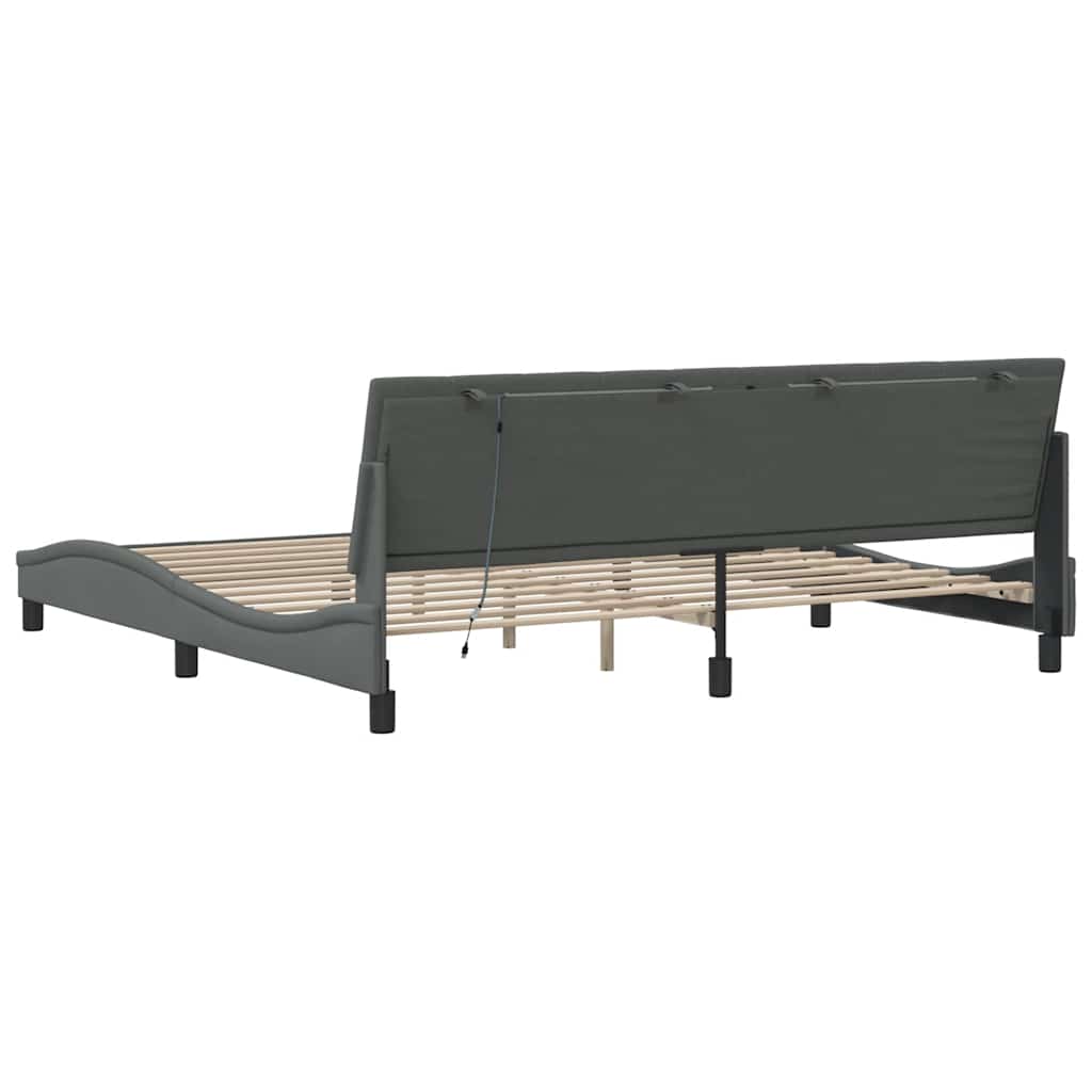 Bettgestell ohne Matratze "Hanko" Dunkelgrau 200x200 cm Stoff